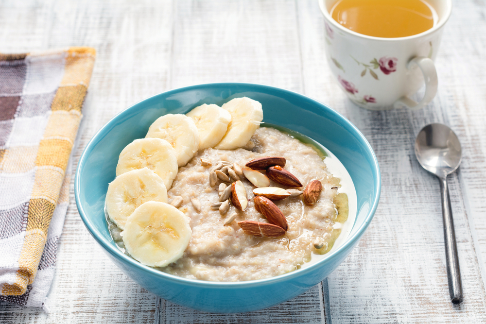 OatmealPorridgeBowlWithBananaSlicedAlmondsSunflowerSeedsAnd 1015 The Eagle